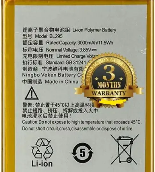 BL295 {3000mAh} OriginaI Battery for Lenovo K5 / K5S / K9 – L38031 with 3 Months Warranty