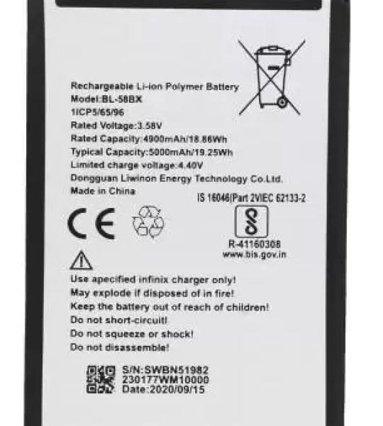 100% Original Quality Battery For Infinix Hot 10S (BL-58BX) 6000mAh-1