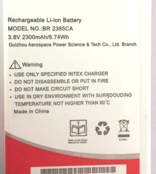 Mobile Battery for Intex Aqua Air BR 2385CA 2300mAh