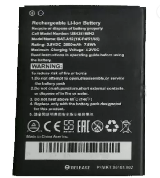 Mobile Battery For ACER BAT-A12 (1ICP4/51/65) for Liquid Z520 ( 2000 MAH )