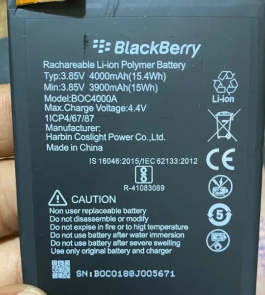 BlackBerry Evolve Battery (BOC4000A) 4000 mAh | Genuine Quality