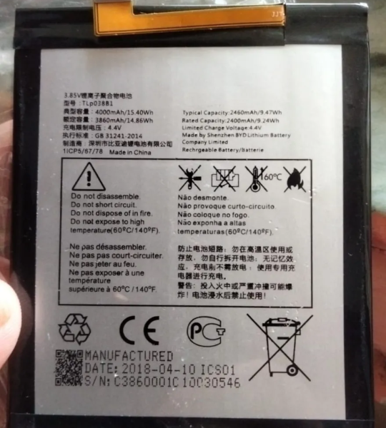 Battery TLp038B1 for BlackBerry Motion / MetroPCS Alcatel 3V 5032W