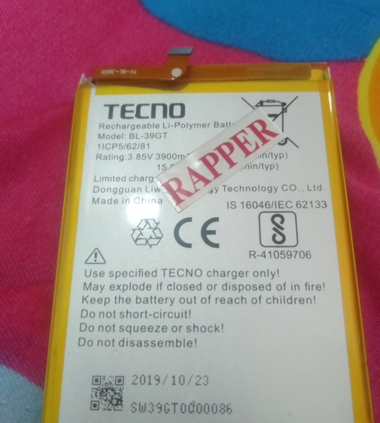 Mobile Battery for Tecno Camon I IA5 IN5 Twin (BL-39GT)